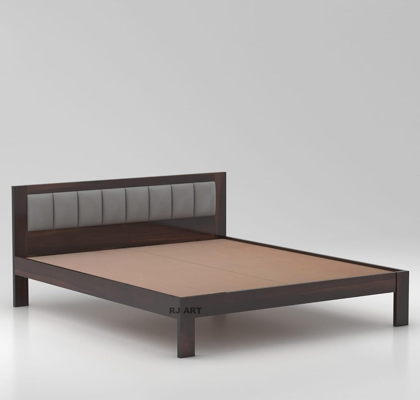 RJ ART Sheesham Wood King Size Bed Without Storage | Wooden Double Beds Cot for Bedroom Furniture | Palang Double Bed for Hotel | 1 Year Warranty - Walnut Finish
