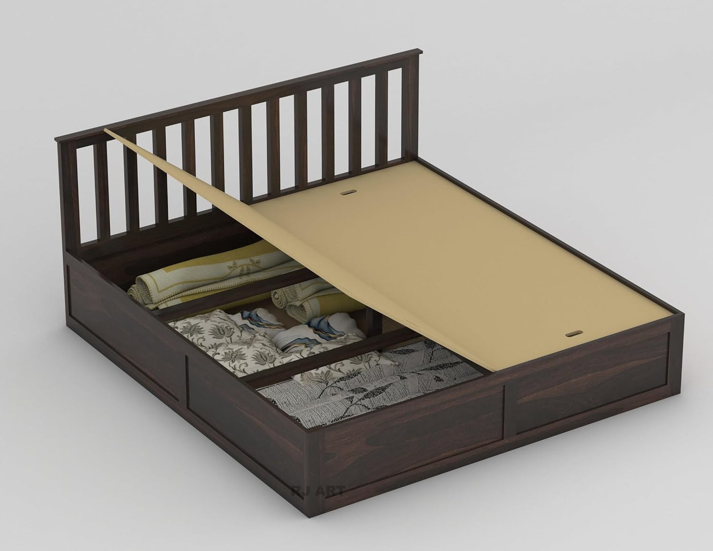 Sheesham Storage Bed | Solid Wood Box Storage Bed | Wood Double Bed Cot With Storage Box For Bedroom