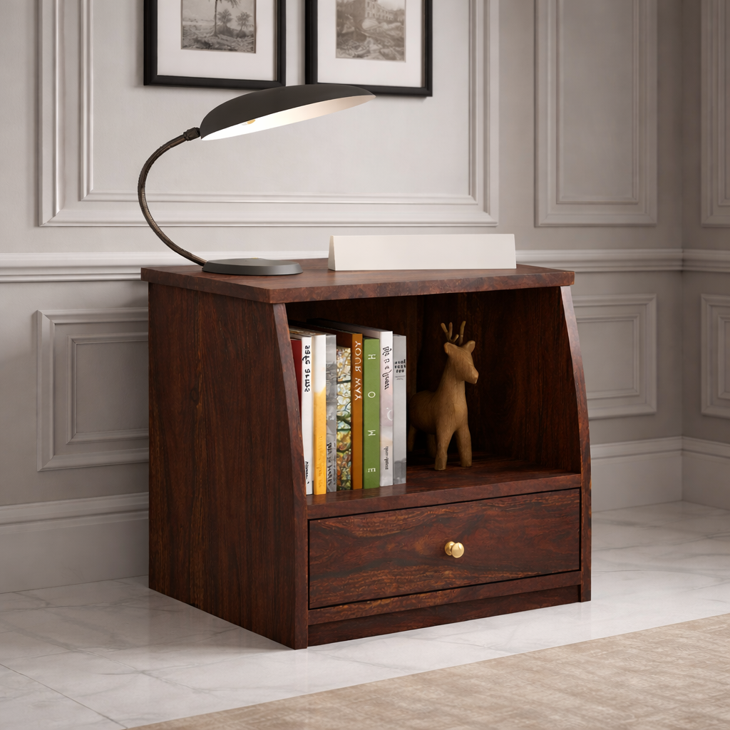 Imperial Sheesham Bedside Table With One Drawer - 3 Years Warranty