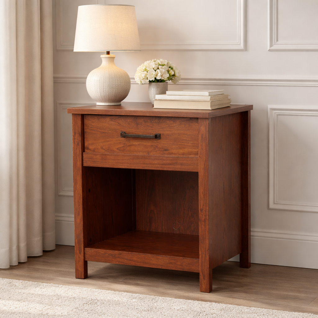 Narin Sheesham Bedside Table With One Drawer Storage - 3 Year Warranty