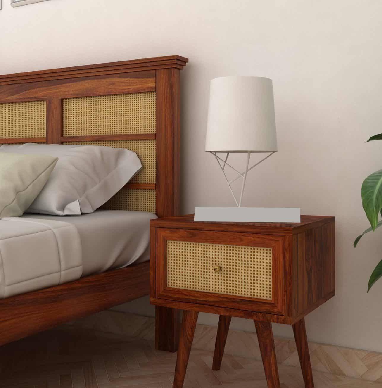 Cayden Sheesham One Drawer Bedside Cane - 3 Years Warranty