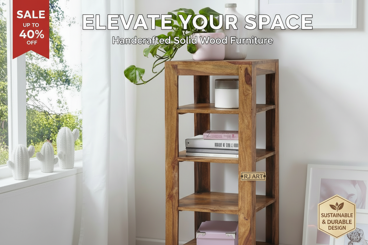 Rjart Solid Wood Charlie Corner Bookcase