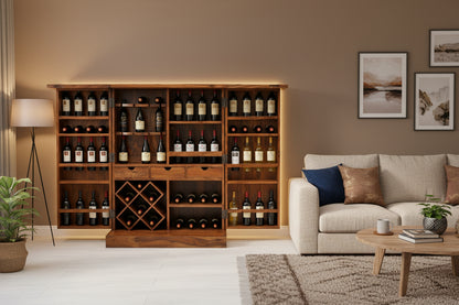 Rjart Sheesham Regular Brass Design Home Bar Cabinet