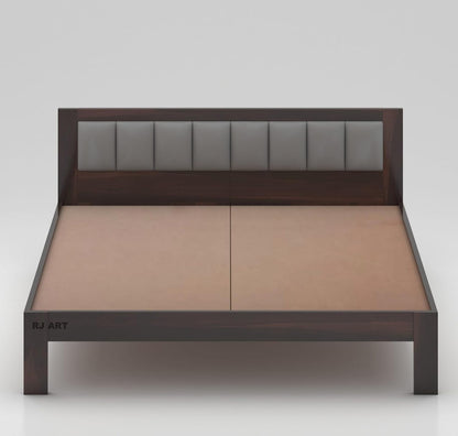 RJ ART Sheesham Wood King Size Bed Without Storage | Wooden Double Beds Cot for Bedroom Furniture | Palang Double Bed for Hotel | 1 Year Warranty - Walnut Finish