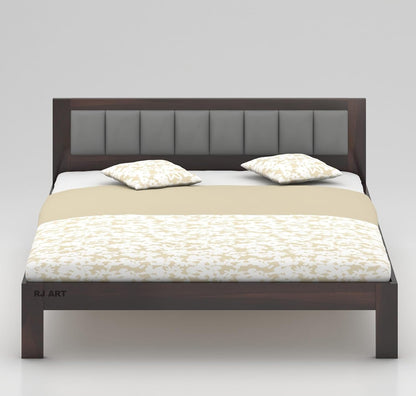 RJ ART Sheesham Wood King Size Bed Without Storage | Wooden Double Beds Cot for Bedroom Furniture | Palang Double Bed for Hotel | 1 Year Warranty - Walnut Finish
