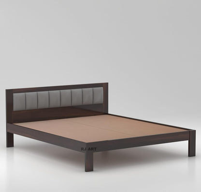 RJ ART Sheesham Wood King Size Bed Without Storage | Wooden Double Beds Cot for Bedroom Furniture | Palang Double Bed for Hotel | 1 Year Warranty - Walnut Finish