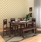 Verlina Solid Sheesham Wood 6 Seater Dining Table Set - 3 Years Warranty