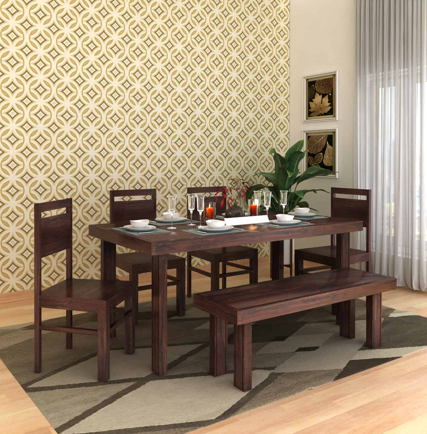 Verlina Sheesham 6 Seater Dining Set - 3 Years Warranty