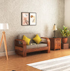 Rjart Crew Sheesham 2 Seater Sofa With Side Pocket - 3 Years Warranty