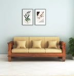 Rjart Sheesham 3 Seater Sofa With Side Pockets - 3 Years Warranty