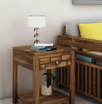 Vezzo Solid Sheesham Wood Side Table With One Drawer - 3 Years Warranty