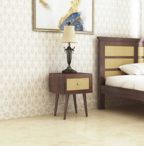 {"alt" => "Cayden Solid Sheesham Wood One Drawer Bedside Cane - 3 Years Warranty"}