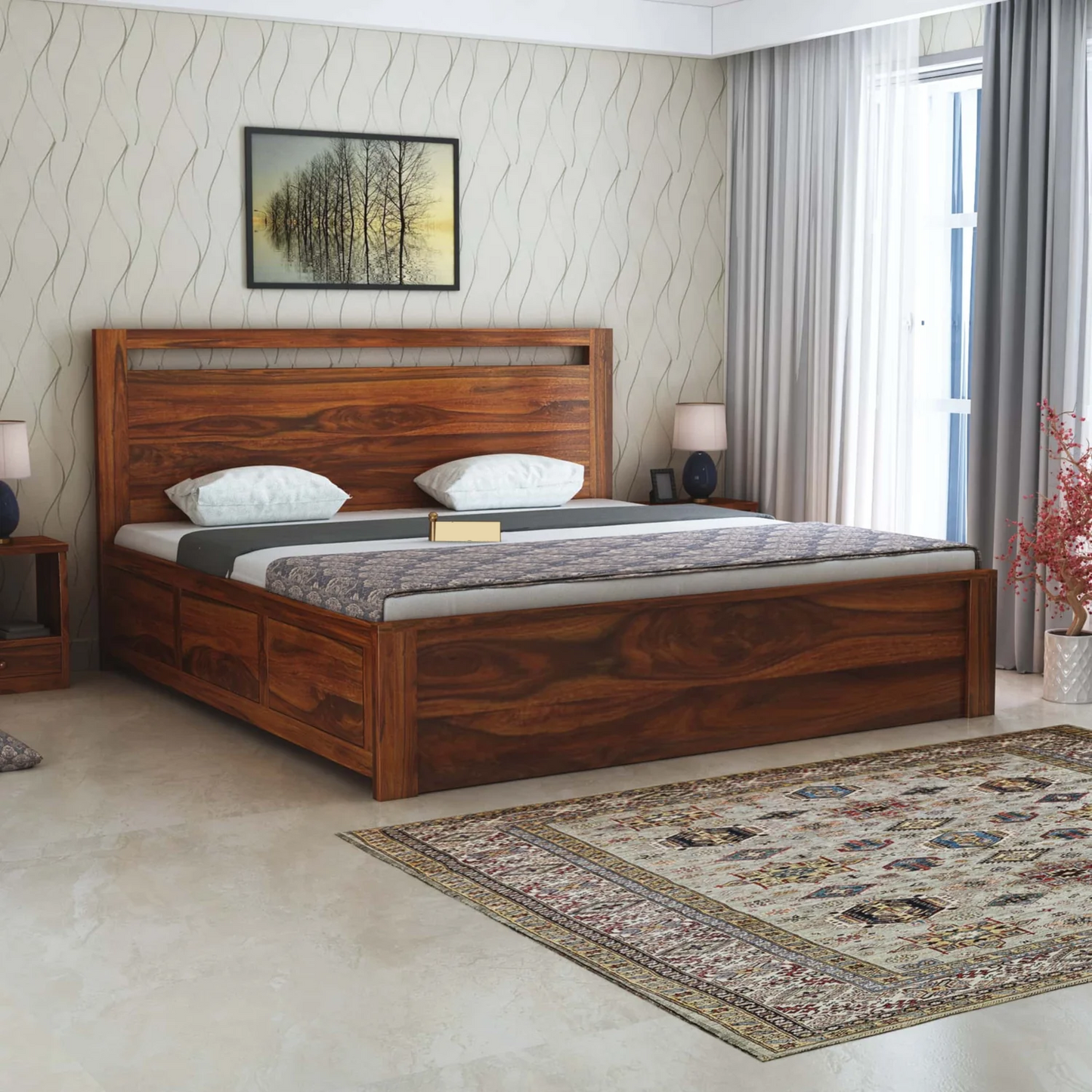 Verlina Sheesham Box Storage Bed - 3 Years Warranty