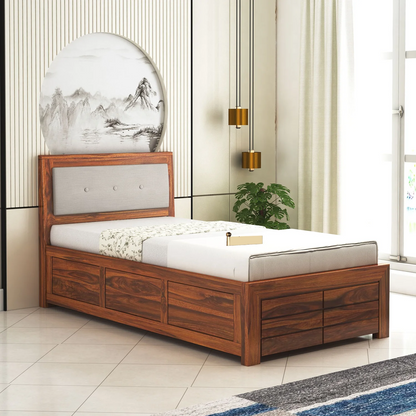Narin Sheesham Single Bed With Box Storage - 3 Years Warranty