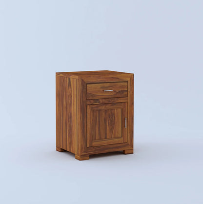 Zyra Sheesham Bedside With Drawer And Door Storage - 3 Years Warranty