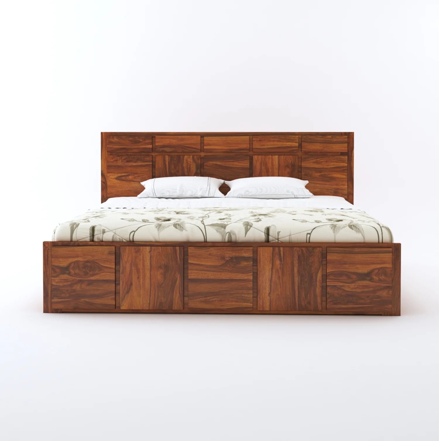 Sevilla Solid Sheesham Wood Bed With Box Storage - 3 Years Warranty