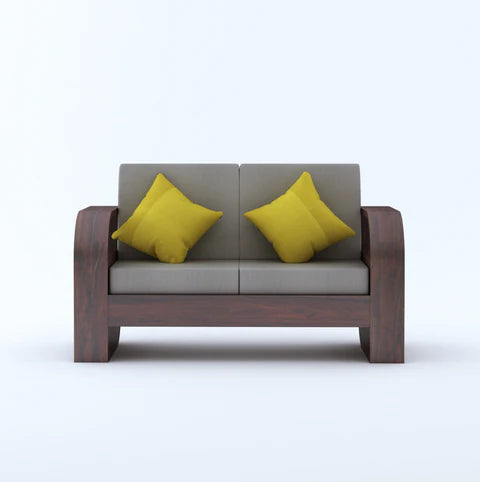 Rjart Crew Sheesham 2 Seater Sofa With Side Pocket - 3 Years Warranty