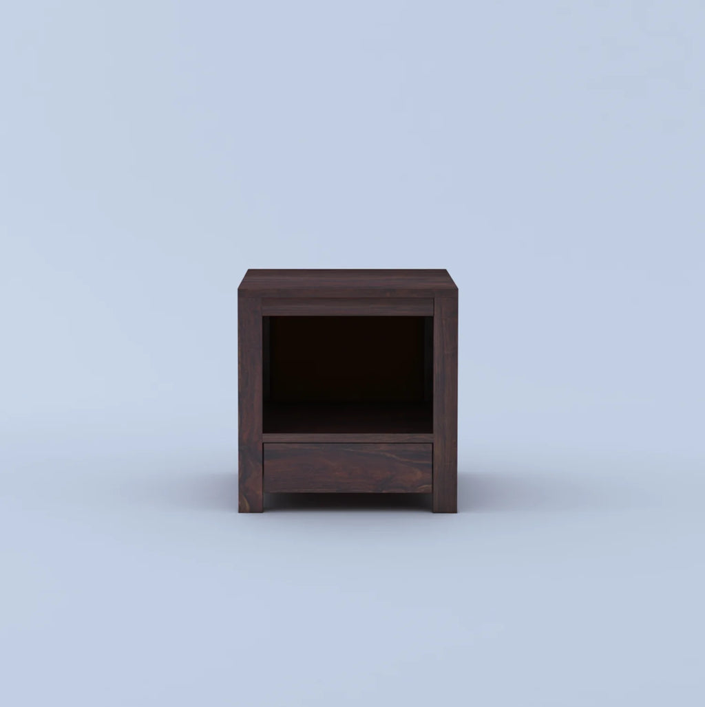 Merlox Solid Sheesham Wood Bedside Table With One Drawer Storage - 3 Years Warranty