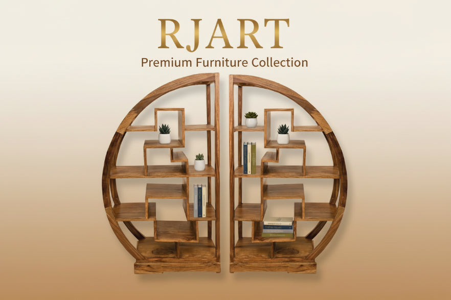 Rjart Solid Wood Cube Arch Bookcases