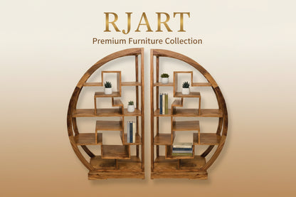 Rjart Solid Wood Cube Arch Bookcases
