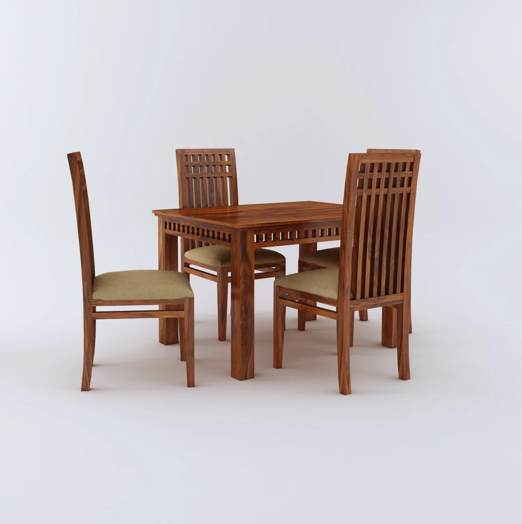 Savora Solid Sheesham Wood 4 Seater Dining Table Set - 3 Years Warranty