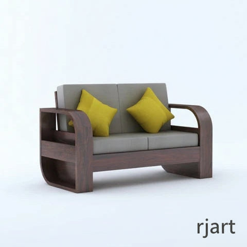 Rjart Crew Sheesham 2 Seater Sofa With Side Pocket - 3 Years Warranty