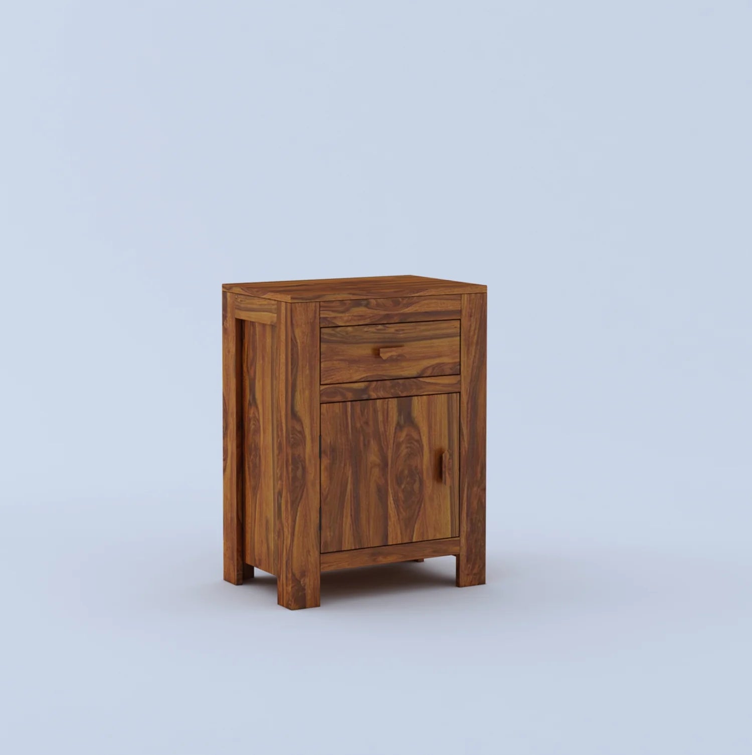 Verlix Solid Sheesham Wood Bedside With Drawer and Door Storage - 3 Years Warranty