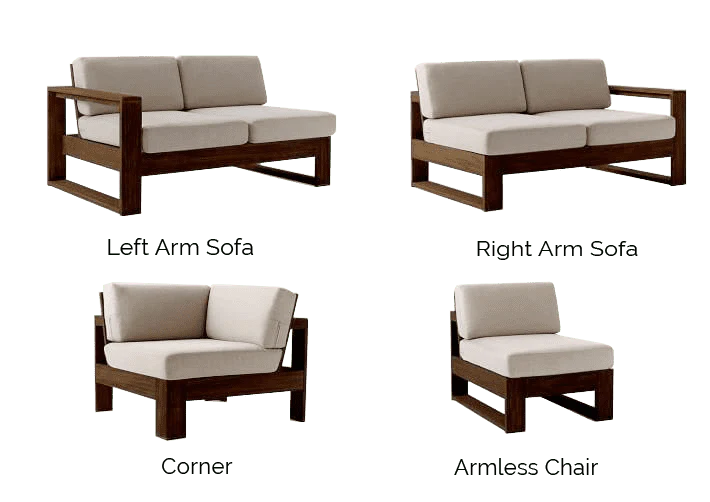 Rjart Solid Wood Cube L Shape Sofa
