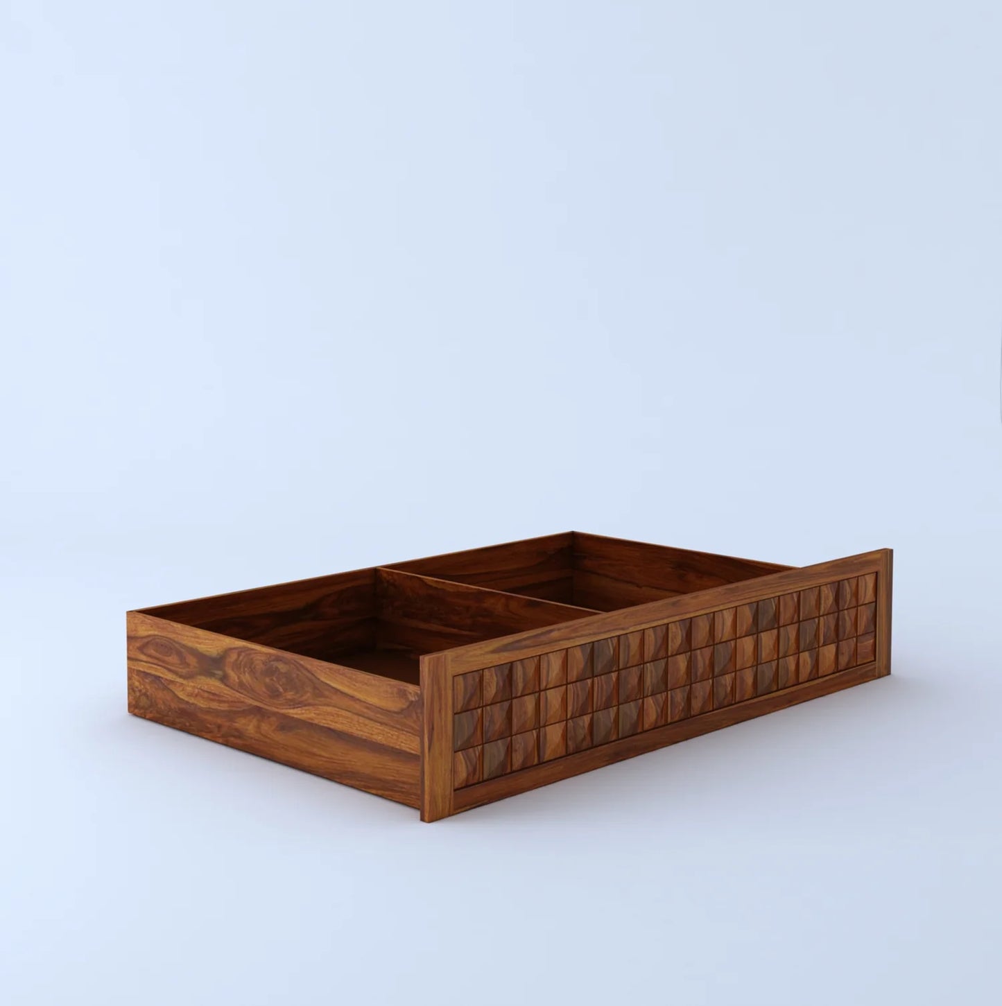 Treso Diamond Sheesham Bed With Half Box And Trolly Storage - 3 Years Warranty