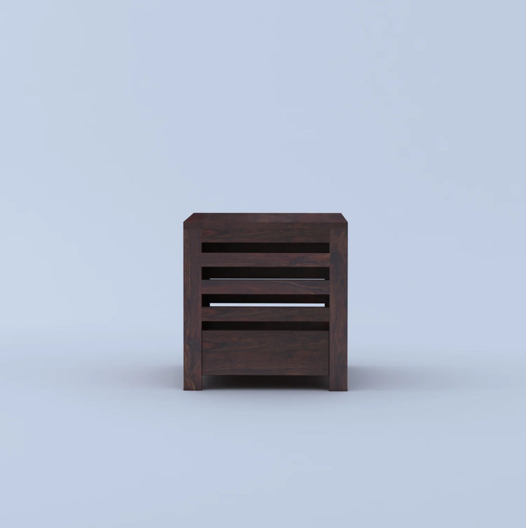 Merlox Solid Sheesham Wood Bedside Table With One Drawer Storage - 3 Years Warranty