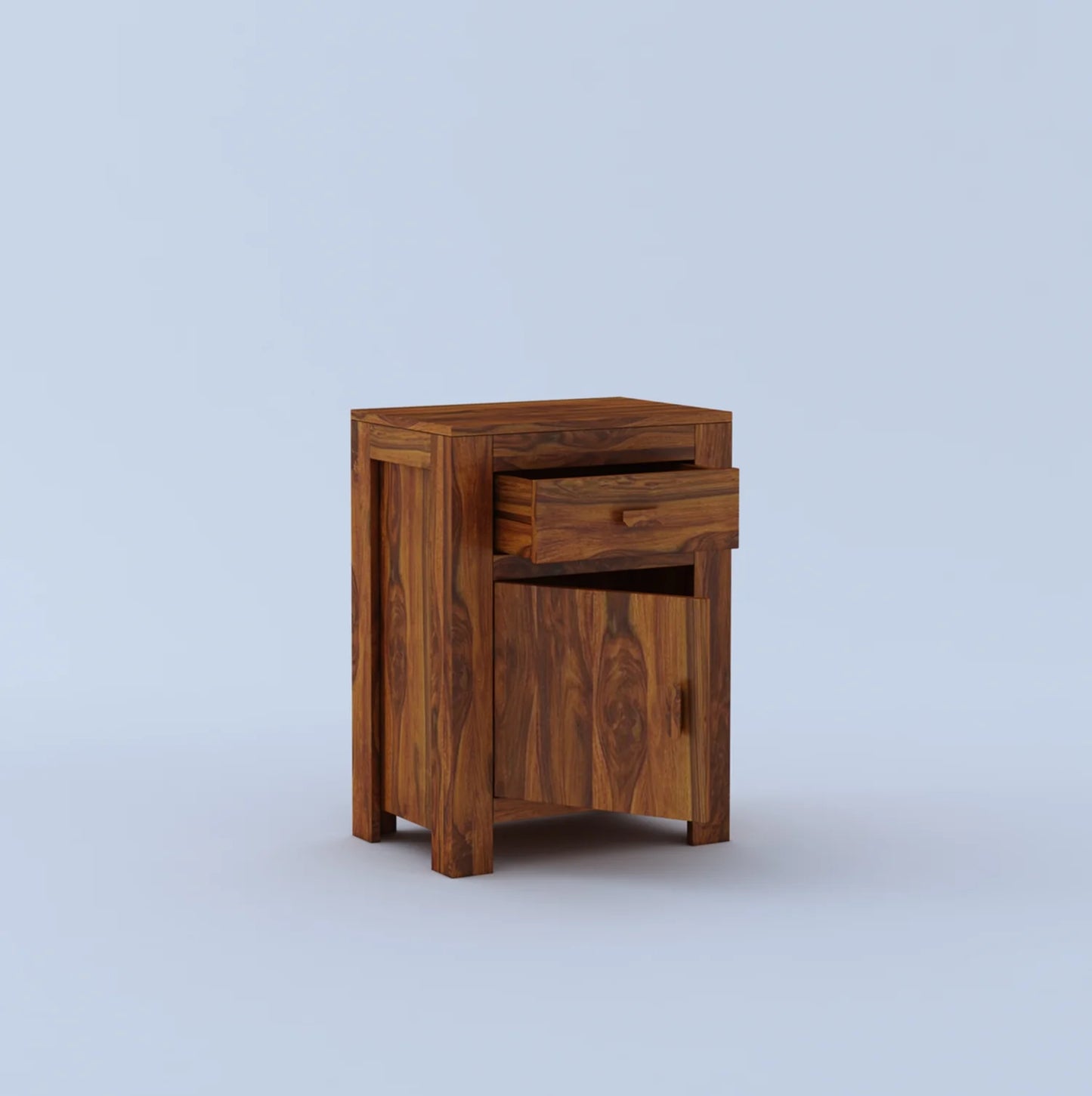 Verlix Sheesham Bedside With Drawer And Door Storage - 3 Years Warranty