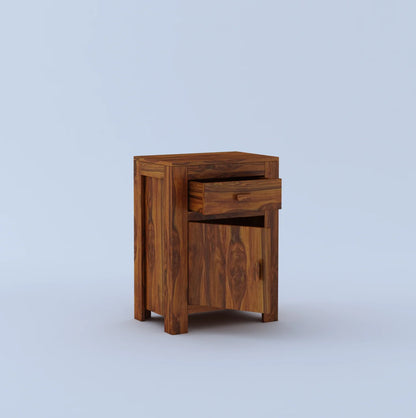 Verlix Sheesham Bedside With Drawer And Door Storage - 3 Years Warranty
