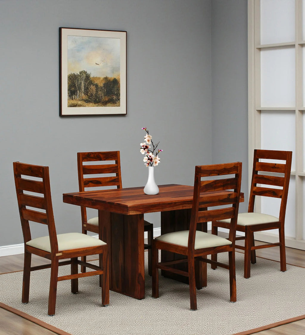 Imperial Solid Sheesham Wood 4 Seater Dining Table Set - 3 Years Warranty