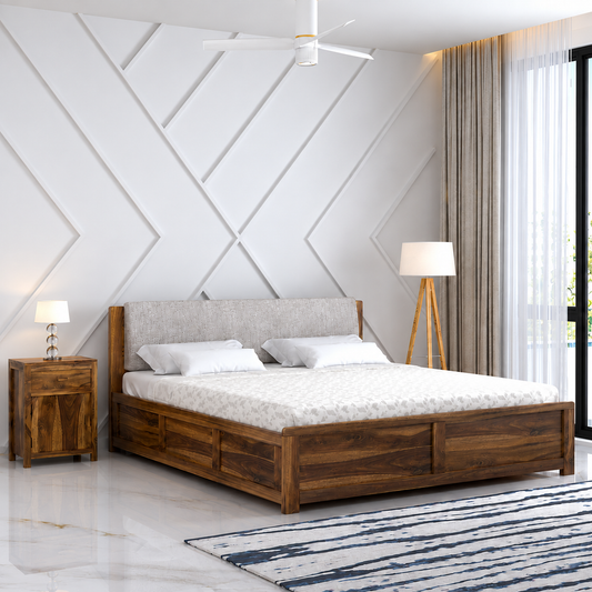 Rivaro Sheesham Bed With Box Storage - 3 Years Warranty
