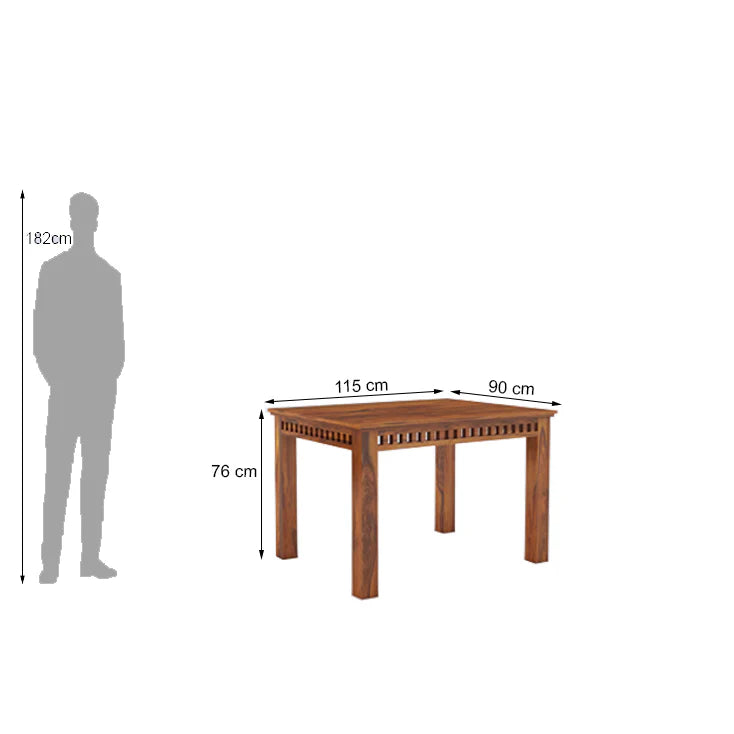 Savora Solid Sheesham Wood 4 Seater Dining Table Set - 3 Years Warranty