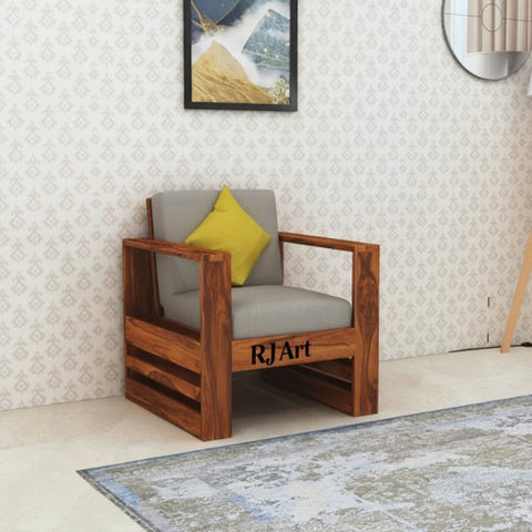 Rjart Lurid Sheesham Single Seater Sofa - 3 Years Warranty