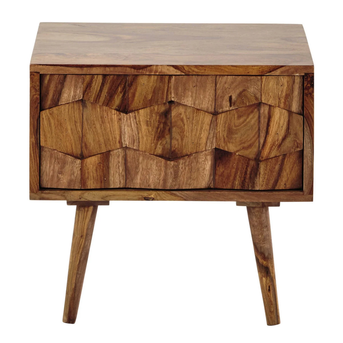 Axton Sheesham Bedside Table With One Drawer - 3 Years Warranty