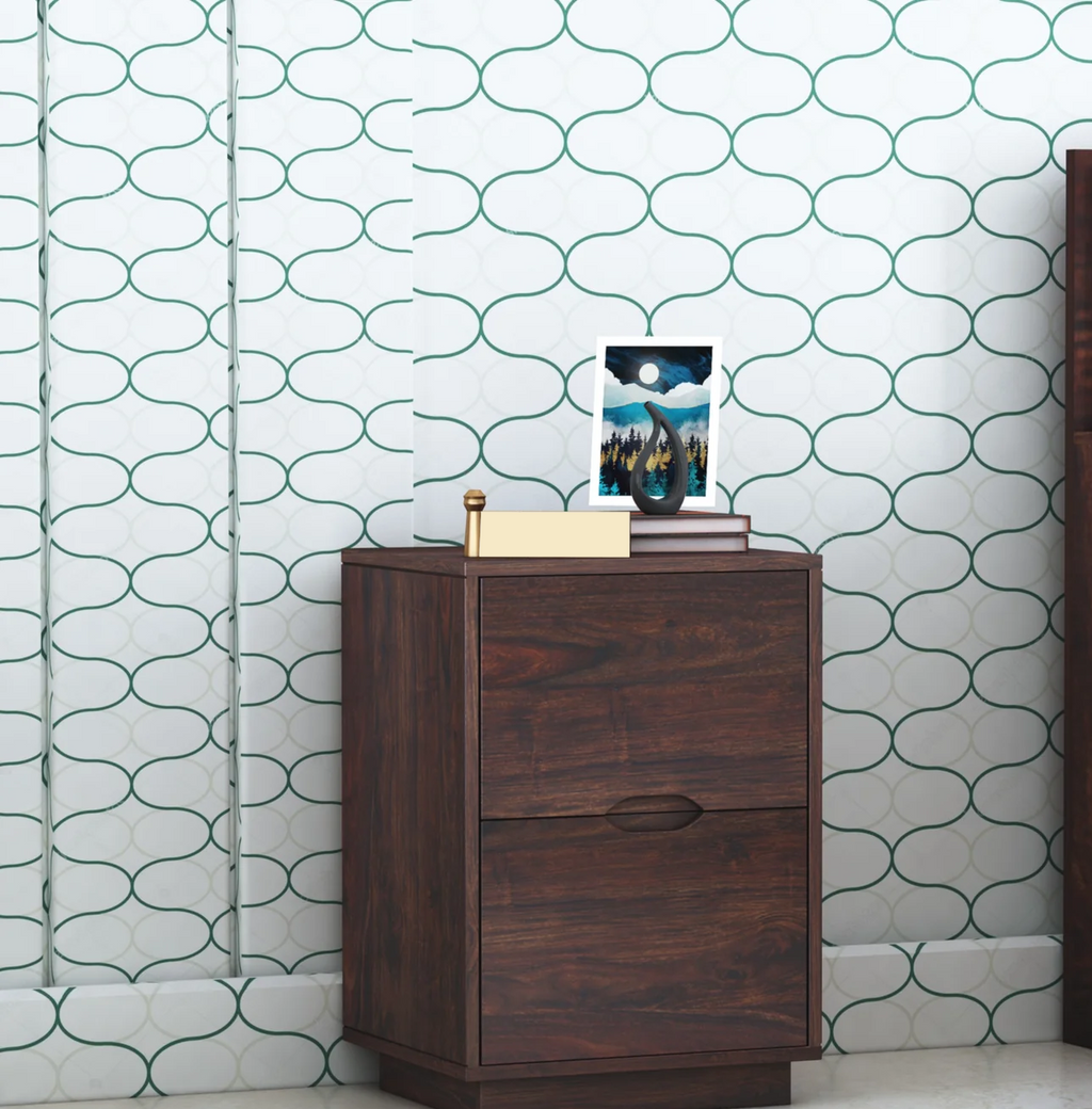 Savino Solid Sheesham Wood Bedside With Two Drawer Storage - 3 Years Warranty