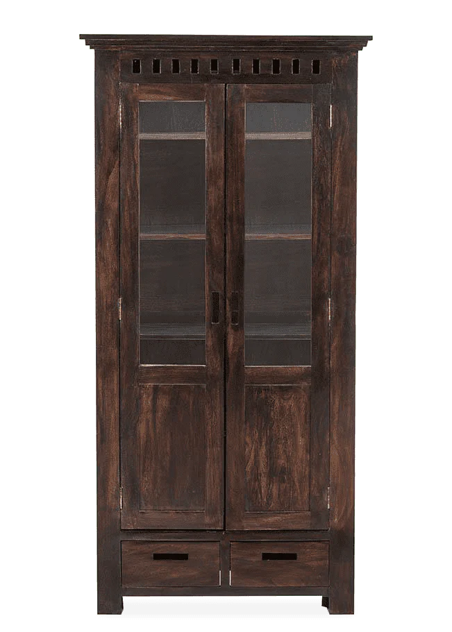 Rjart Solid Wood Kuber Bookcase With Glass Doors