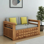 Rjart Oslo Sheesham 2 Seater Sofa With Side Pockets - 3 Years Warranty