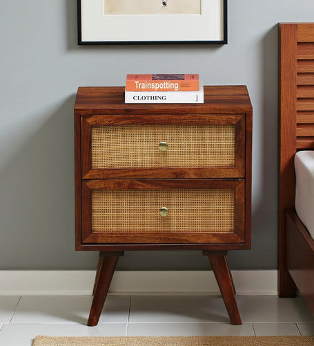 {"alt" => "Cayden Solid Sheesham Wood Two Drawer Bedside Cane - 3 Years Warranty"}
