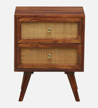 Cayden Solid Sheesham Wood Two Drawer Bedside Cane - 3 Years Warranty
