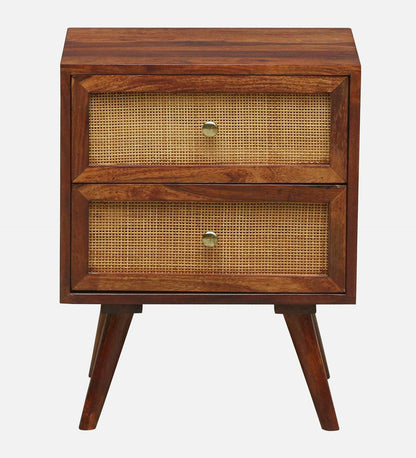 Cayden Sheesham Two Drawer Bedside Cane - 3 Years Warranty