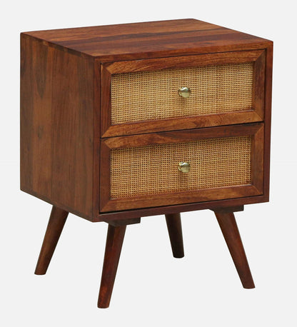 Cayden Sheesham Two Drawer Bedside Cane - 3 Years Warranty