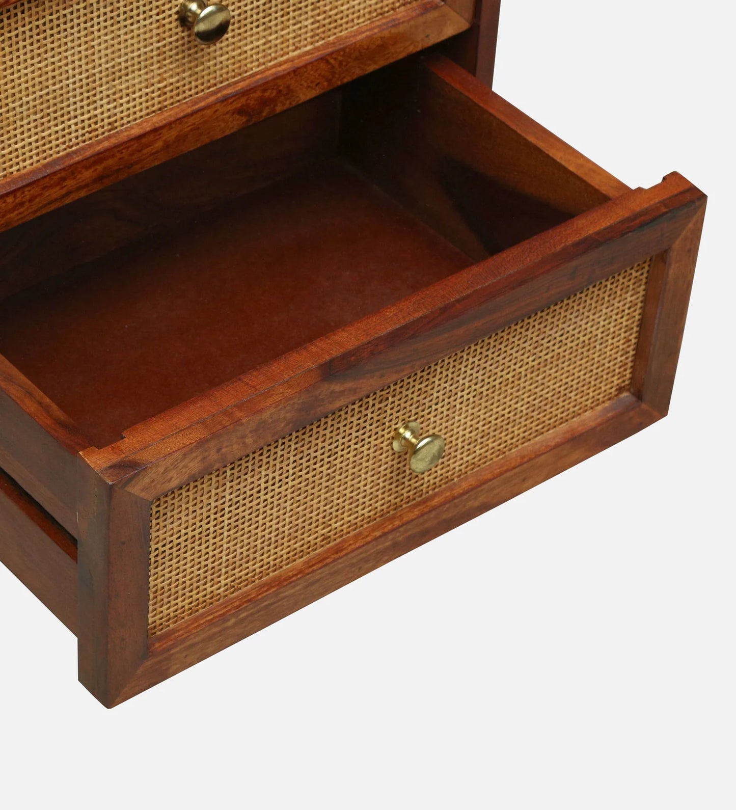 Cayden Sheesham Two Drawer Bedside Cane - 3 Years Warranty