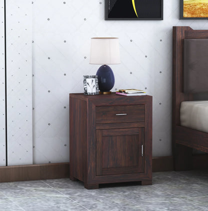 Zyra Sheesham Bedside With Drawer And Door Storage - 3 Years Warranty