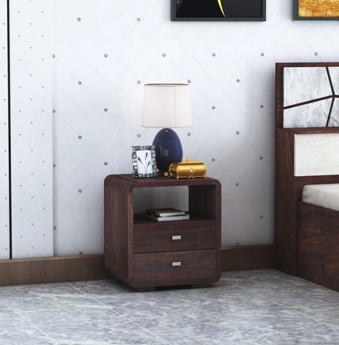 {"alt" => "Nero Solid Sheesham Wood Bedside Table With Two Drawer Storage - 3 Years Warranty"}