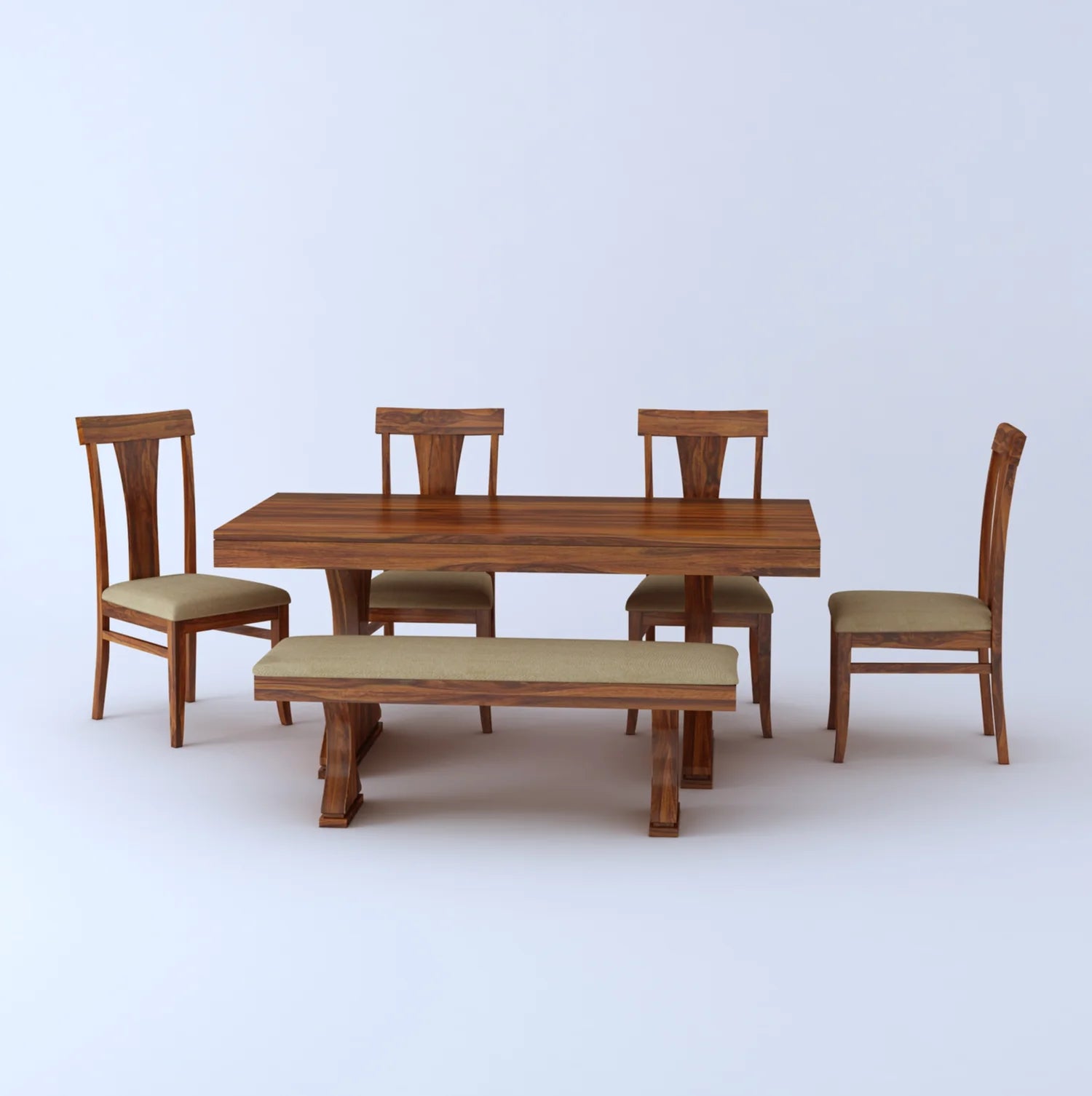 Aurelia Solid Sheesham Wood 6 Seater Dining Table Set - 3 Years Warranty