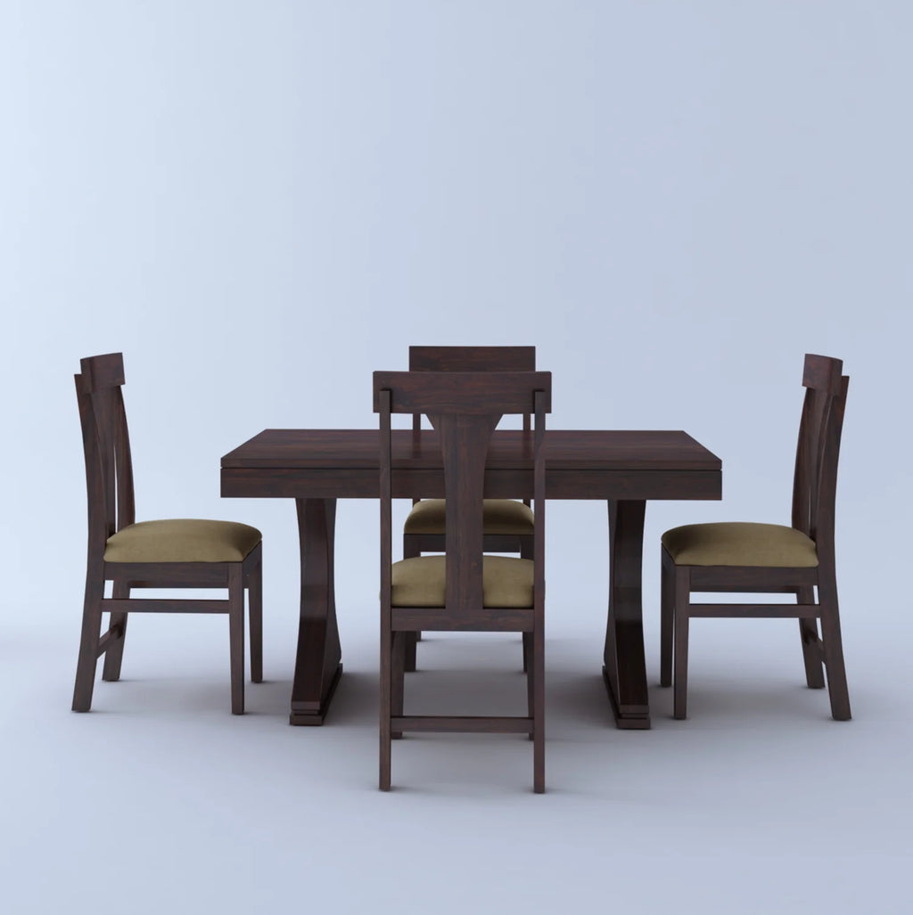 Aurelia Solid Sheesham Wood 4 Seater Dining Table Set - 3 Years Warranty
