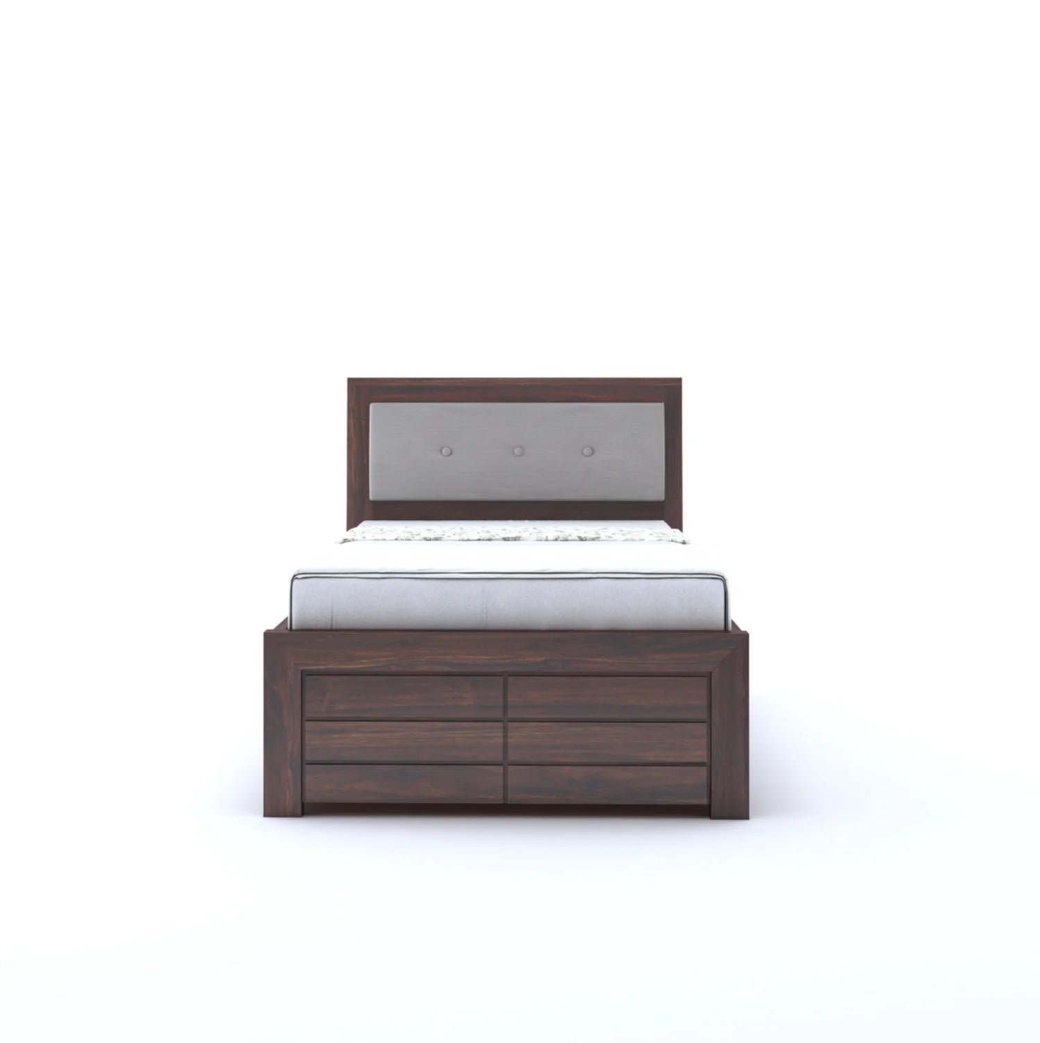 Narin Solid Sheesham Wood Single Bed With Box Storage - 3 Years Warranty